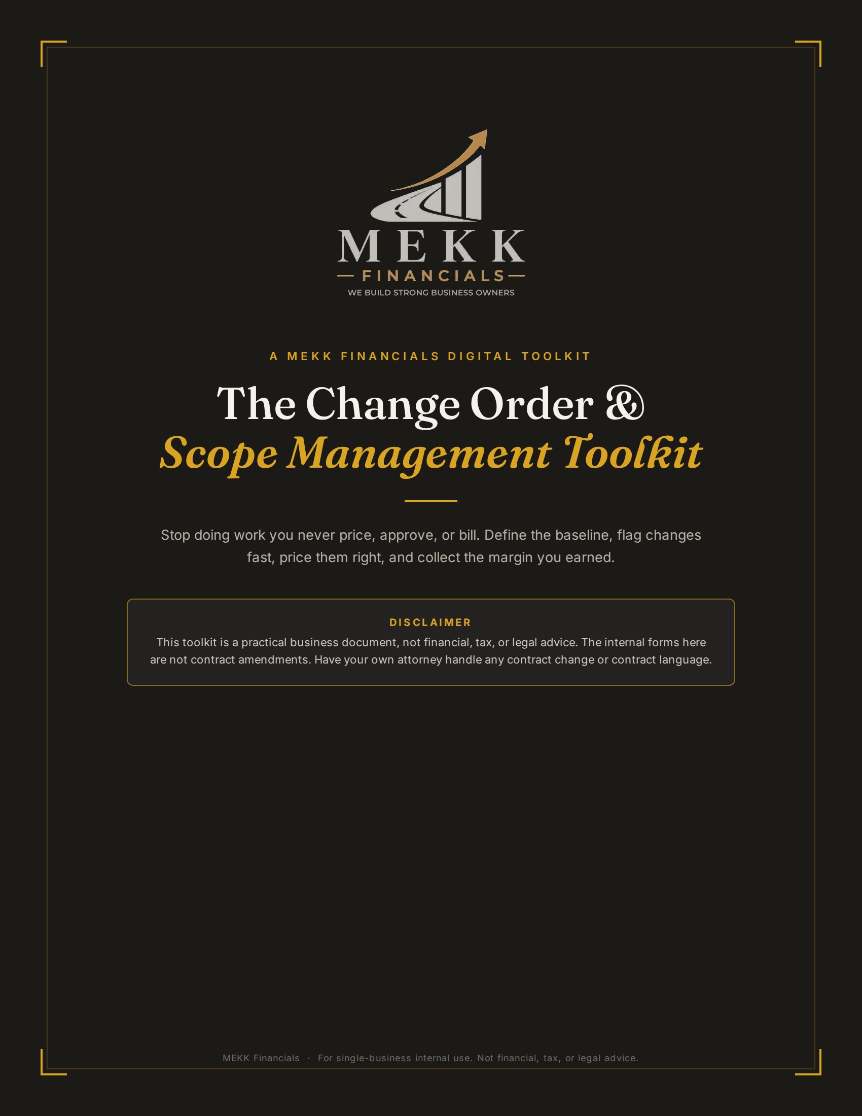 Cover of The Change Order & Scope Management Toolkit