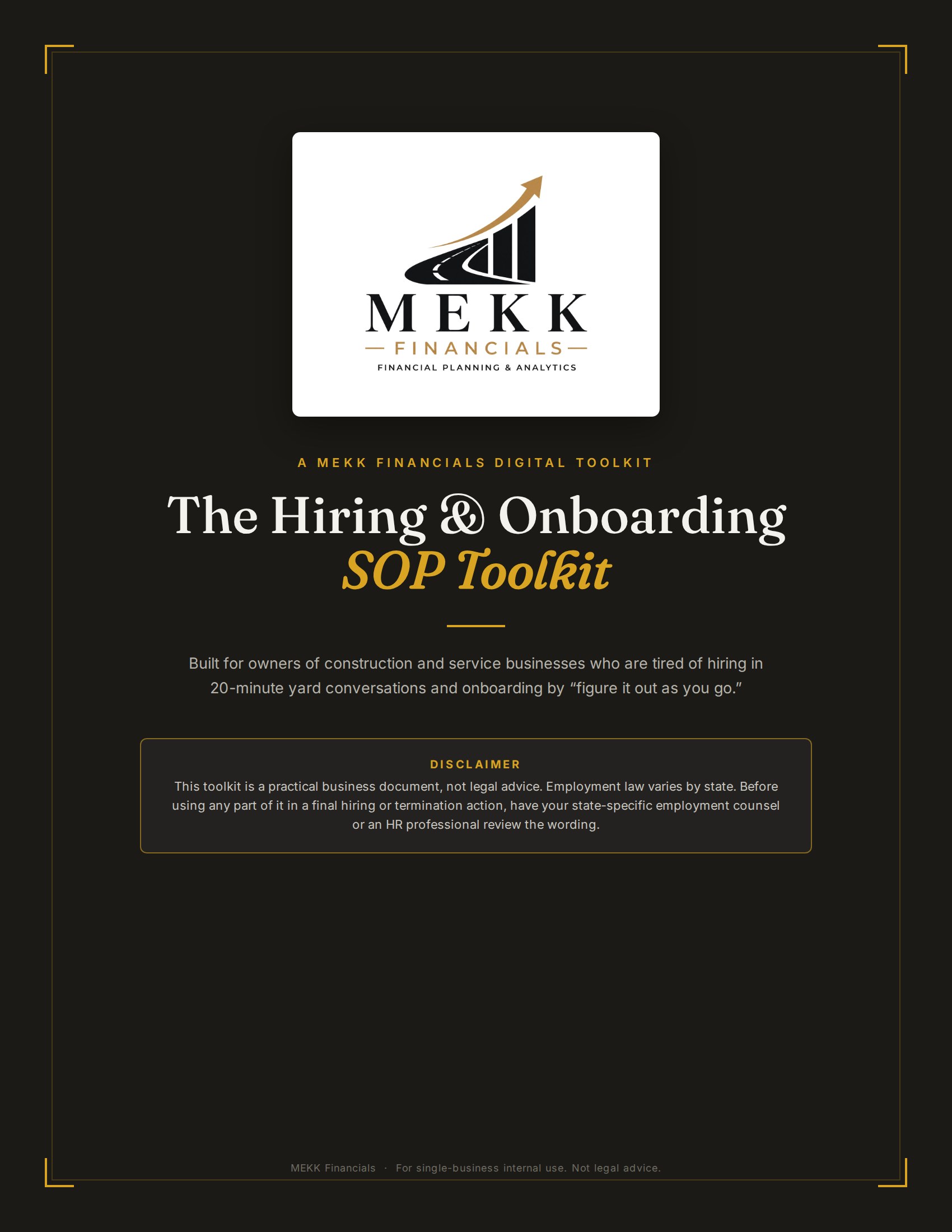 Cover of The Hiring & Onboarding SOP Toolkit