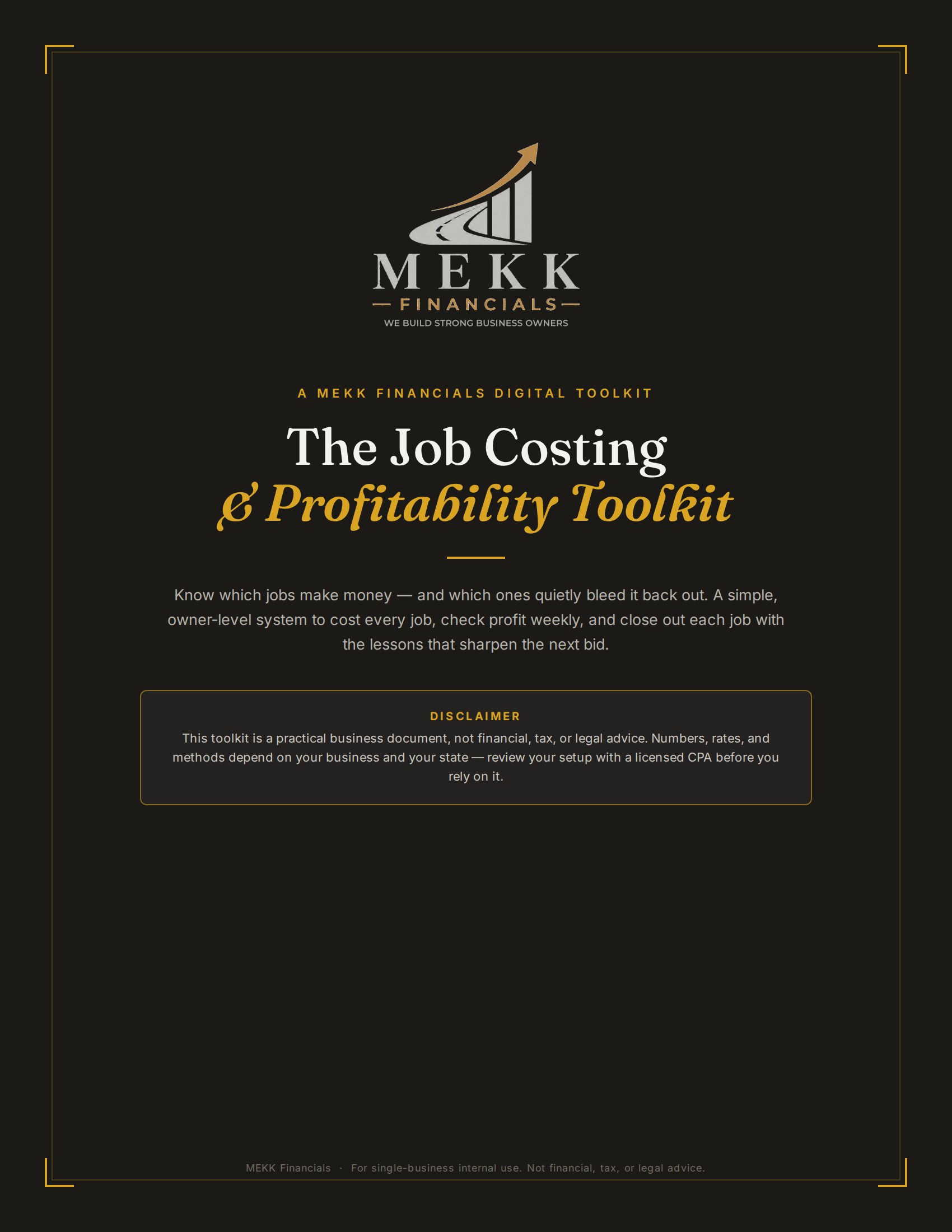 Cover of The Job Costing & Profitability Toolkit
